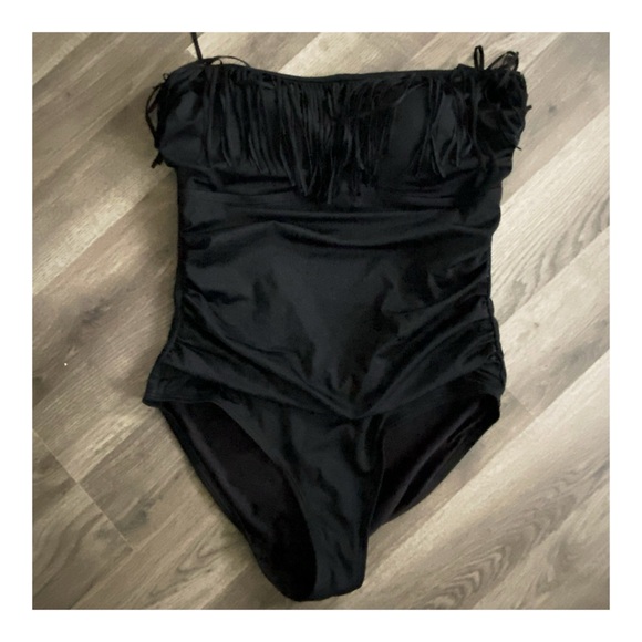 SWIMSUITS FOR ALL Black Fringe One Piece Swimsuit - Picture 5 of 6